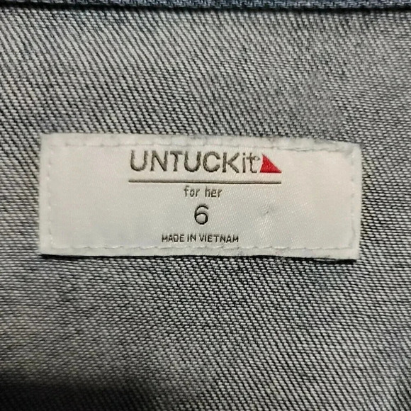 Untickit adventura size 6 Denim shirt Dress Long Sleeve Chest Pocket button UP - Picture 4 of 10